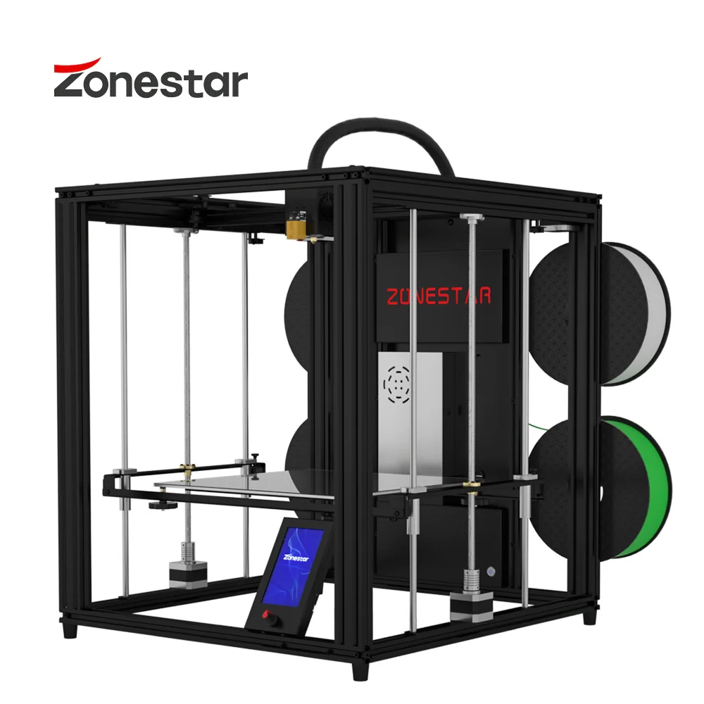 Impressora 3D ZONESTAR Multi Color 4 Extrusoras 4-IN-1-OUT Quadro Fechado Tamanho Grande Nivelamento Automático Silencioso Impressão Rápida CoreXY Z9V5Pro