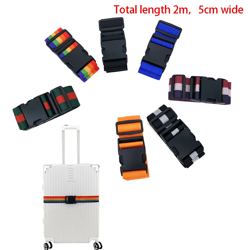 High Quality 2M Rainbow Password Lock Packing Luggage Bag With Luggage Strap 3 Digits Password Lock Buckle Strap Baggage Belts