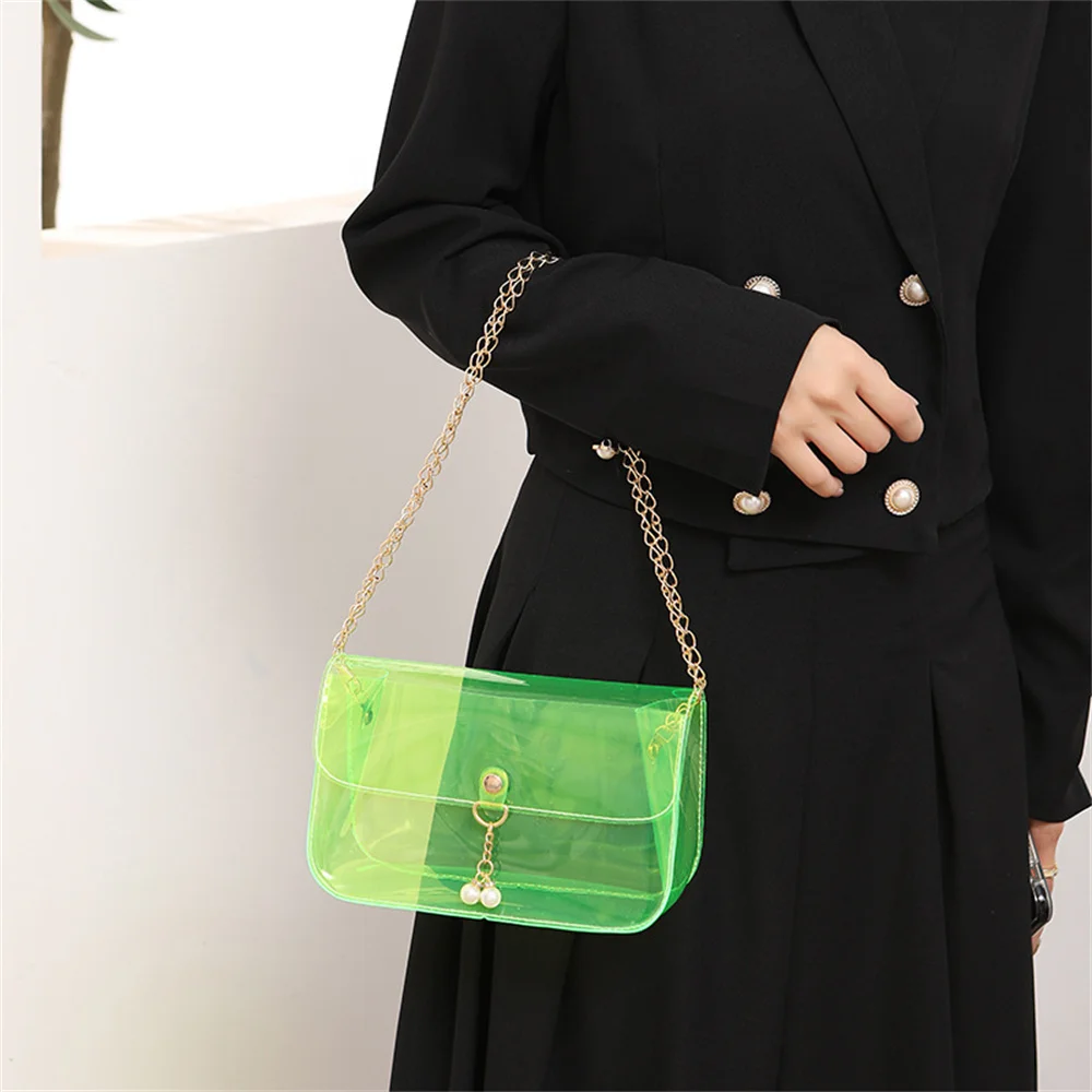 

Ladies Transparent Jelly Handbag Clear PVC Underarm Bags Casual Women Shoulder Crossbody Bag Outdoor Shopping Phone Money Purses