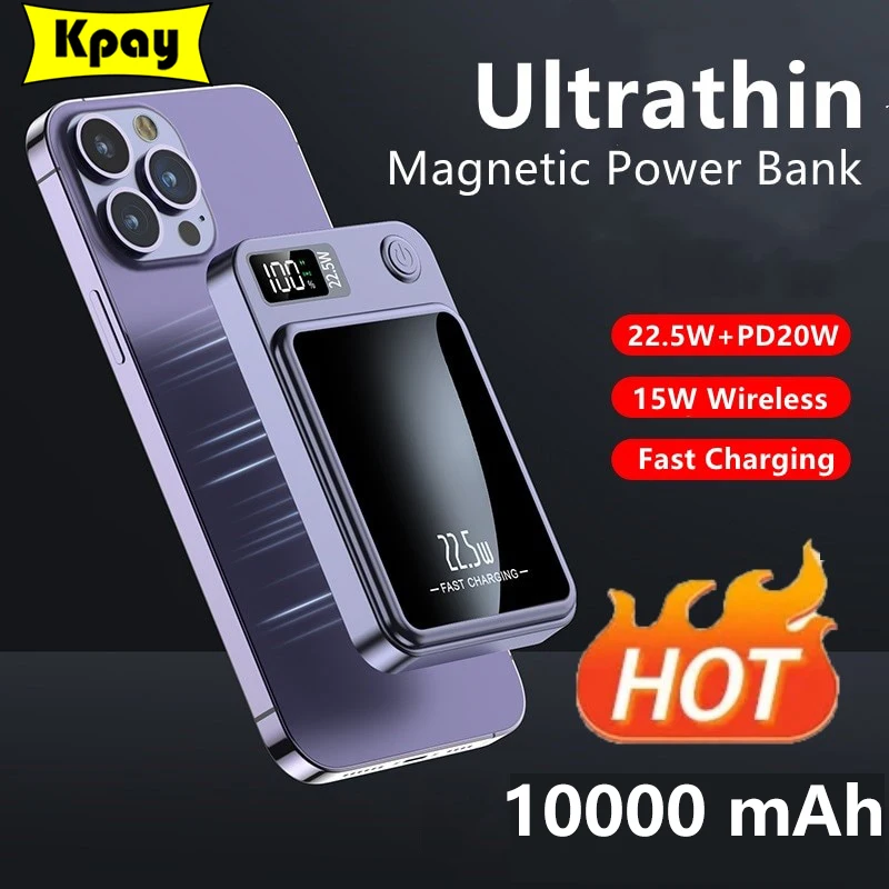 

10000mAh Macsafe Power Bank Magnetic Wireless 15W Powerbank Fast Charger For iPhone 15 14 13 12Pro Max Portable External Battery