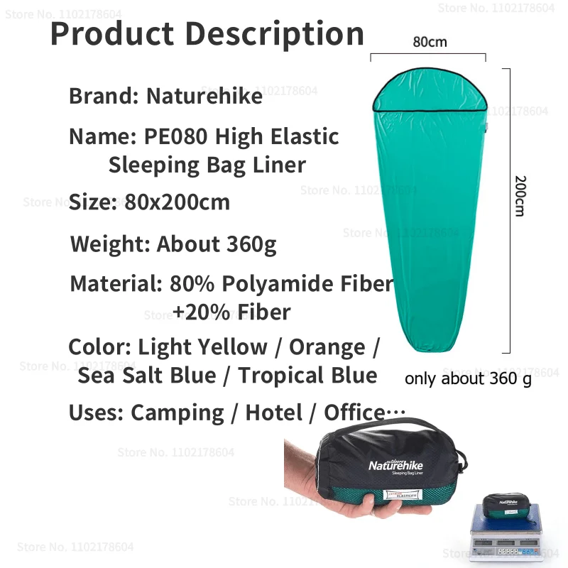 Naturehike Ultra Light High Elasticity Sleeping Bag Liner Ripstop Outdoor Camping Travel Hotel Dirt Sheet Resistant Sleeping Bag