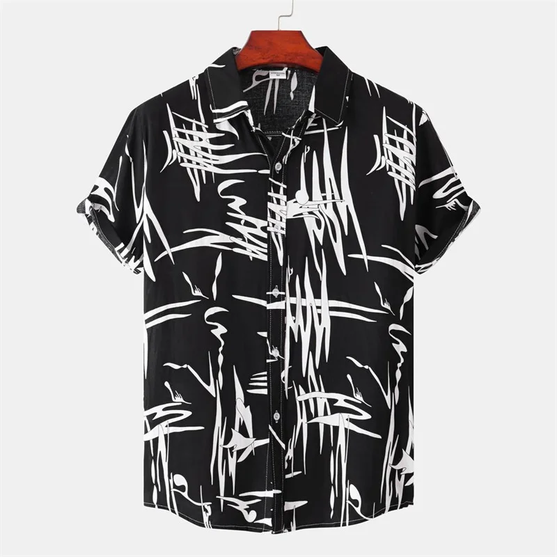 

Summer Vacation Casual Hawaiian Shirt Men Irregular Patterns Short Sleeves 3d Printed Tops Breathable Loose Street Beach Shirts