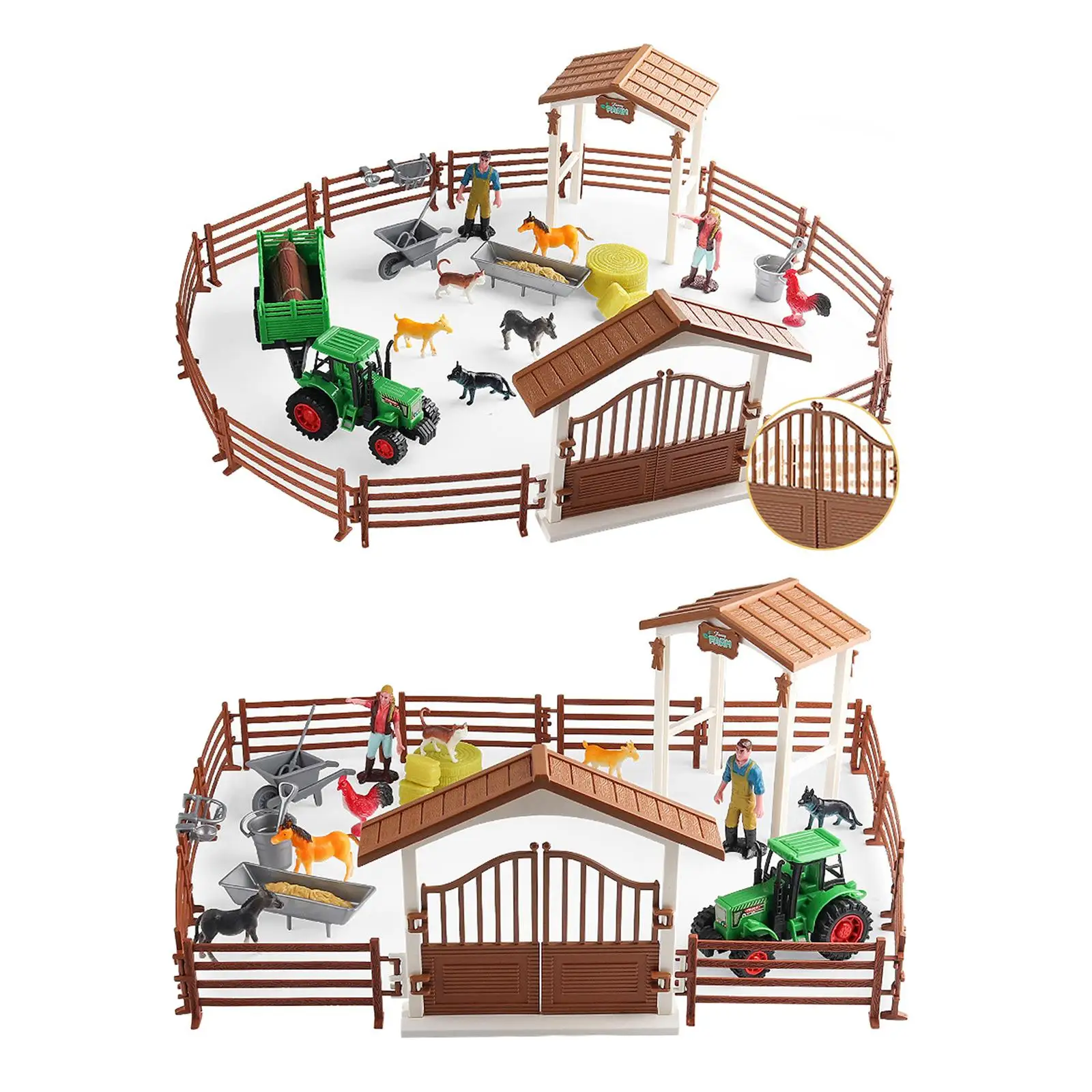 Mini Barn Farm Toys Playset with Big Farm House Tractor Truck Christmas Birthday 2