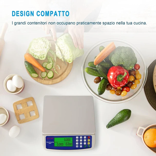 Bilancia elettronica da 30 kg/1 g Bilancia digitale LCD ad alta precisione Bilancia da cucina con piattaforma Bilancia per alimenti ricaricabile/batteria 5