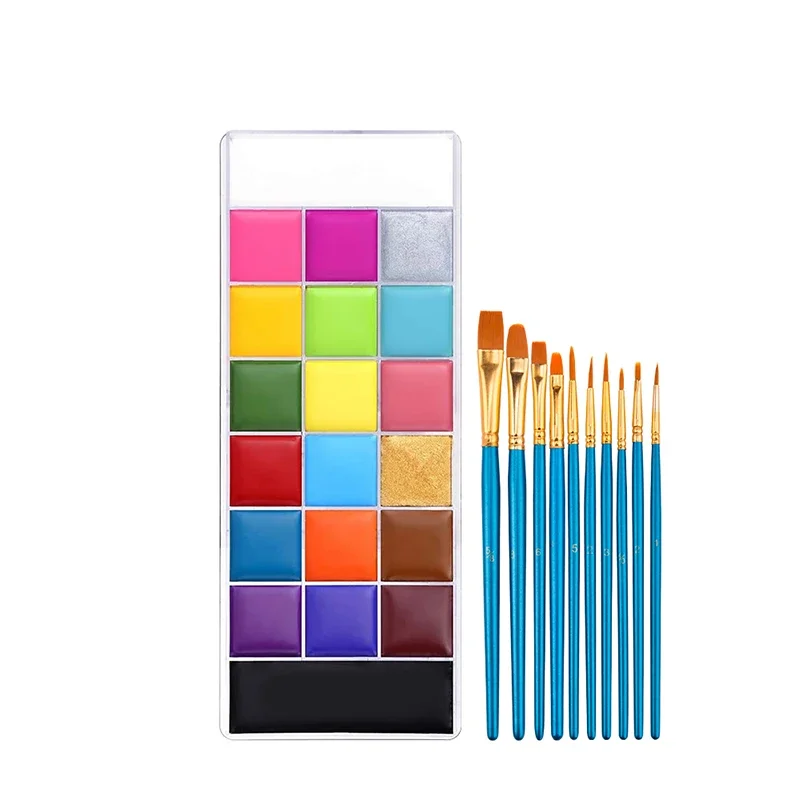 20 Color Sfx Children's Adult Painting Set Halloween Party Makeup Fancy Dress Beauty Palette Face Body Painting Oil and Brush 5
