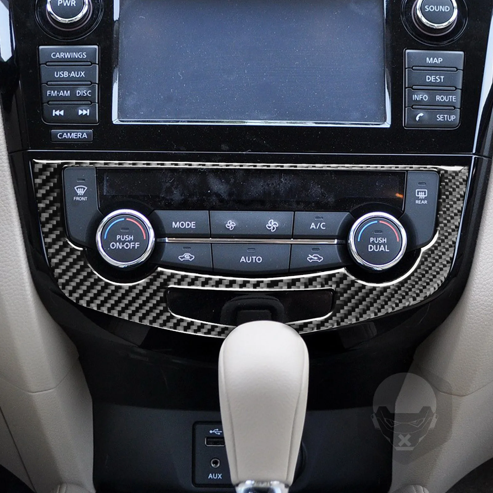 Couvercle Pommeau Levier Vitesse Pour Nissan X-Trail T32 (2014-2019) - Garniture Carbone Noir, Facile à Clipser - 4