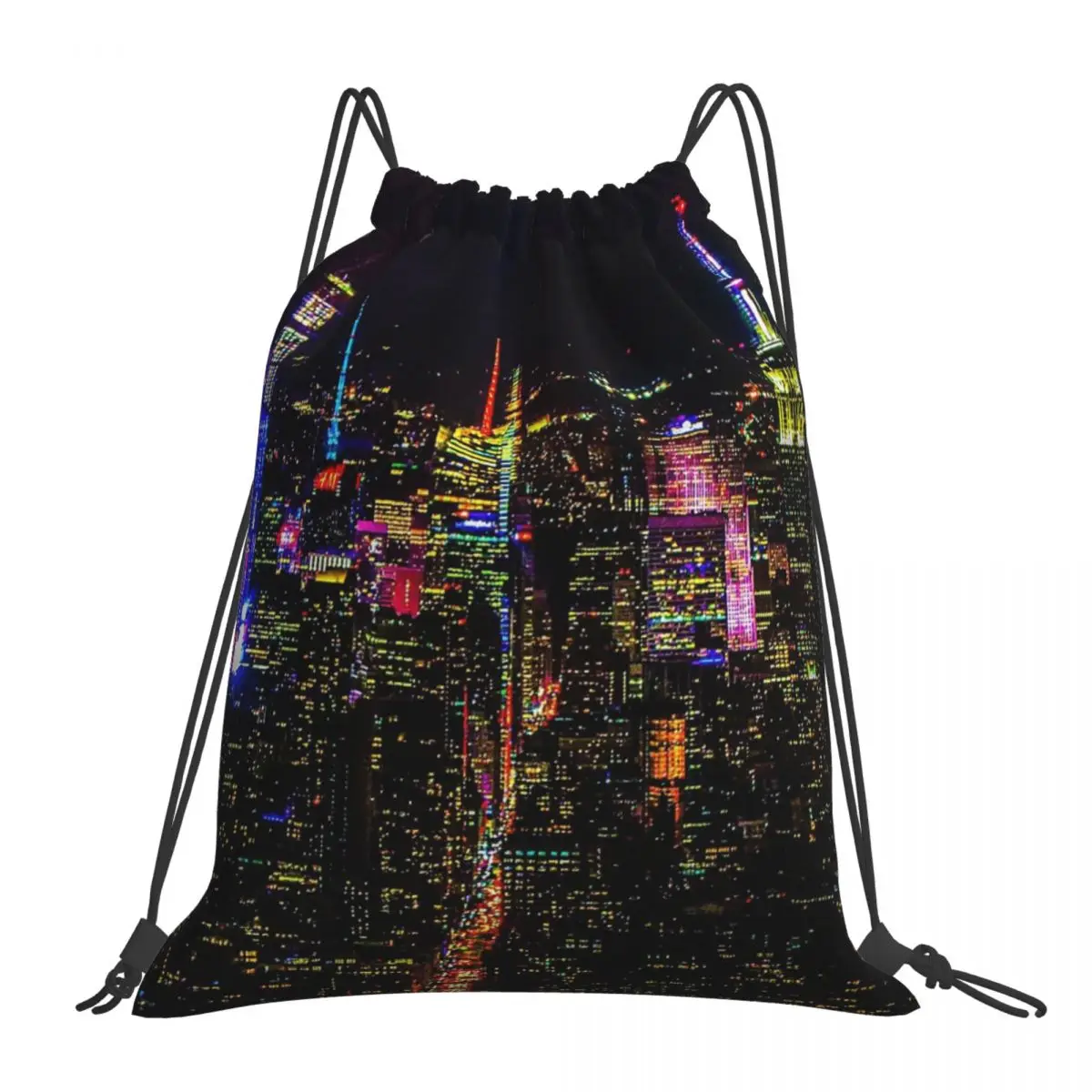 

Beautiful View At Night In New York Backpacks Portable Drawstring Bags Drawstring Bundle Pocket Sports Bag Book Bags For Travel