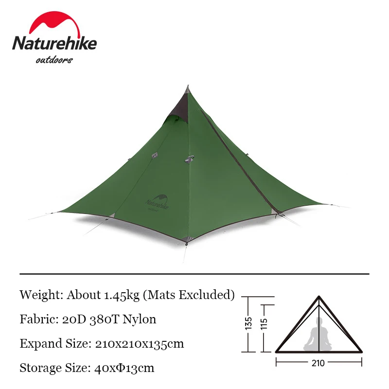 Naturehike 20D Nylon Ultralight Rainproof Tent Outdoor Camping Waterproof Teepee Tent Hiking Rodless Out Winter Stove Tents