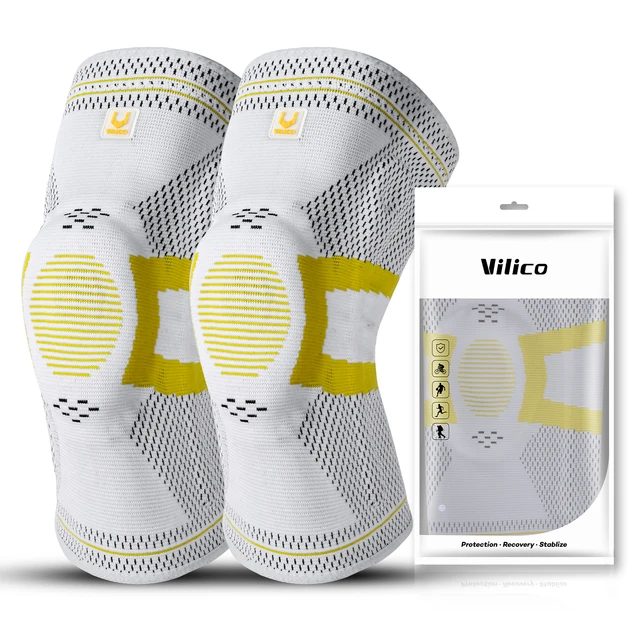 Vilico 1 Pair Fitness Knee Pads Silicon Padded Patella Brace Kneepad Joint Support Compression Sleeve Basketball Knee Brace Vilico 1 Pair Fitness Knee Pads Silicon Padded Patella Brace Kneepad Joint Support Compression Sleeve Basketball Knee Brace