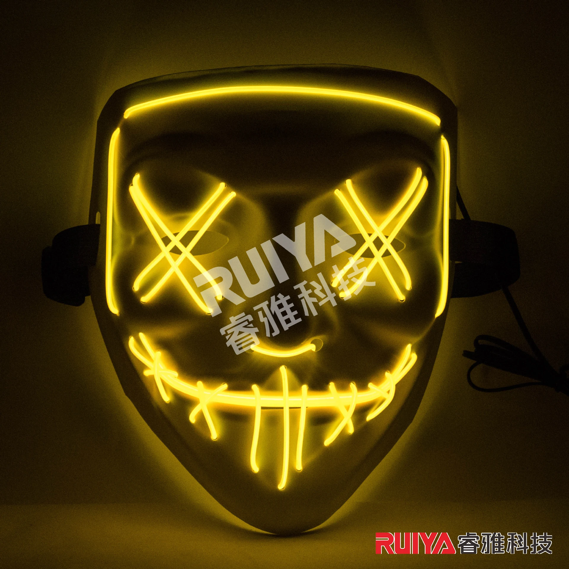 Halloween Party Led Maschera Luminosa Douyin Ghost Face Fluorescente A Forma Di V Horror Atmosphere Prop Full Face Regalo Creativo Maschile