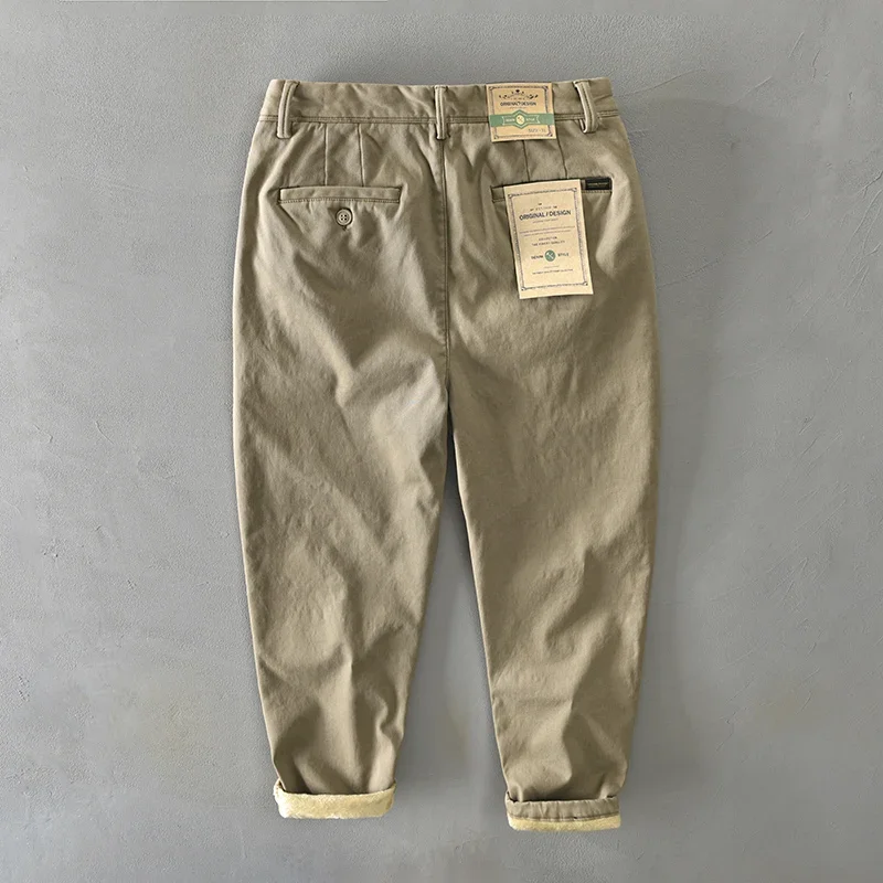 Casual Pants Men Winter Cotton Solid Loose Safari Style With Pocket Sizes 28-38