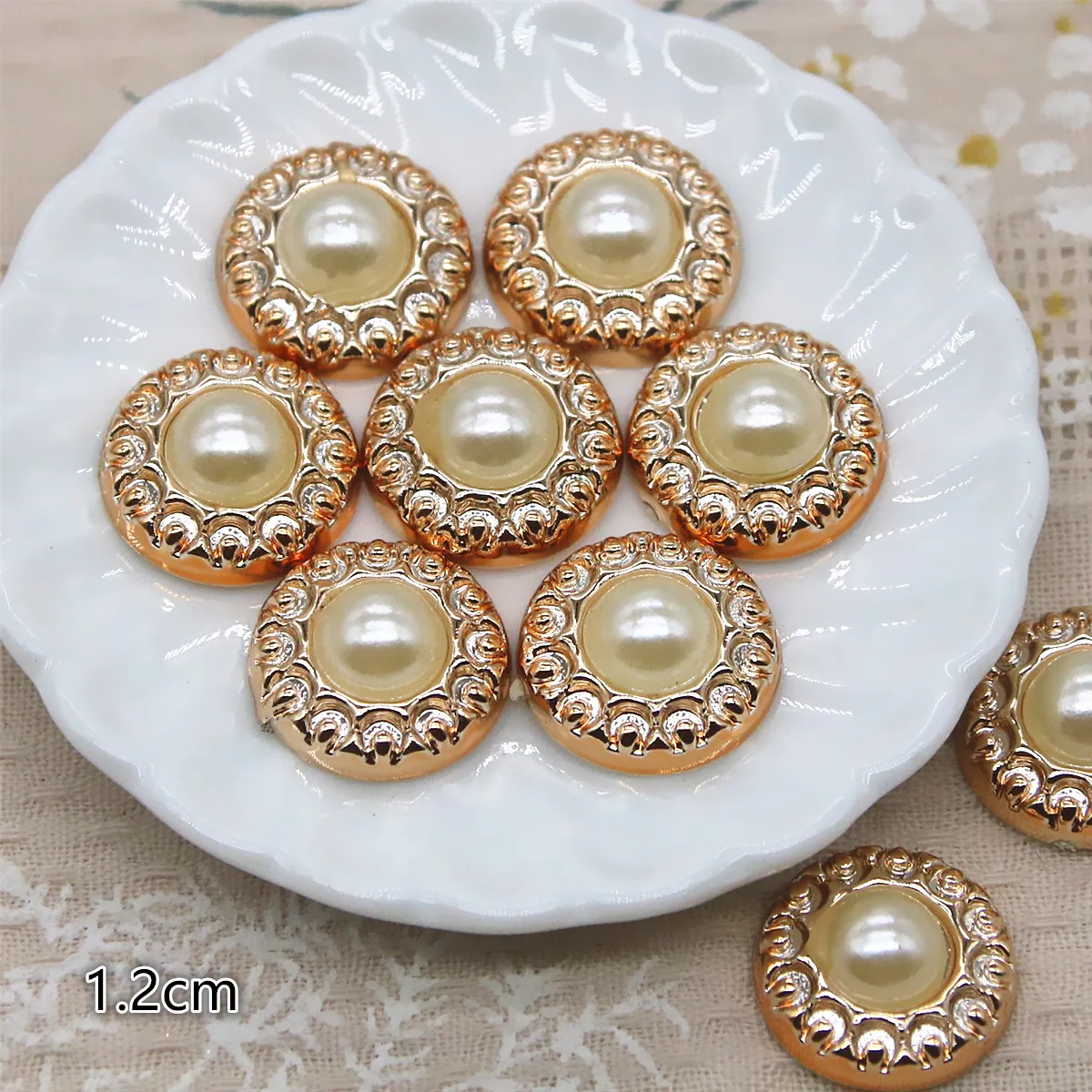 50pcs Pearl Round Flat Back Decoration Button Home Garden Crafts Clothing Accessories jewelry making supplies craft supplies