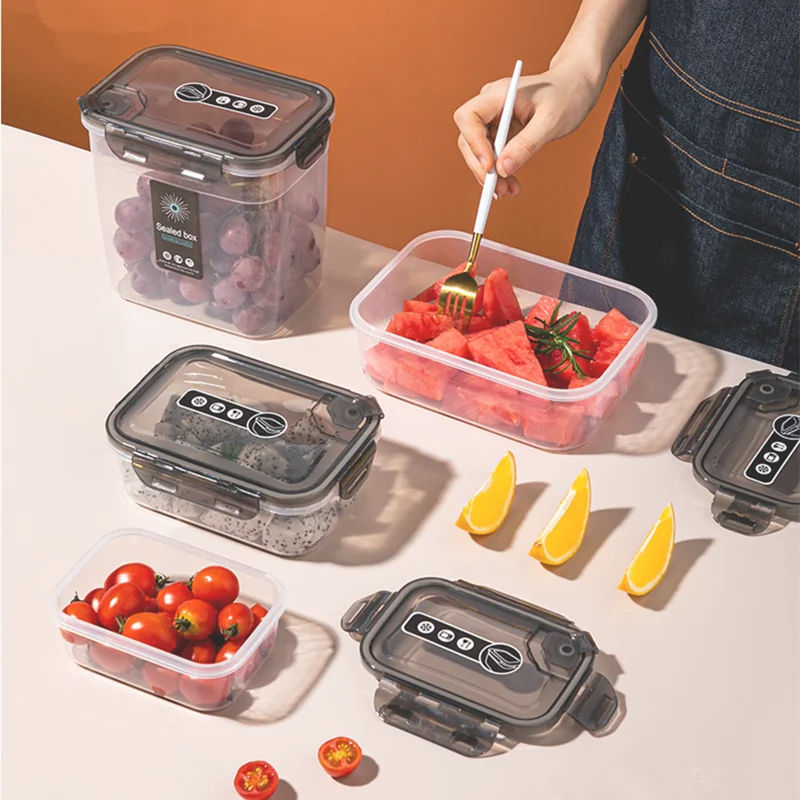 Plastic Food Containers with Lids Grains Storage Cans Keep Dry Rice Bucket Sealed Organizer Tanks Kitchen Cereal Dispenser Box 4