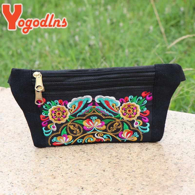 Yogodlns New Ethnic Embroidered Bag Women National Vintage Embroidery Ladies Waist Packs Women Shoulder Bag Hip Bum Belt Bag