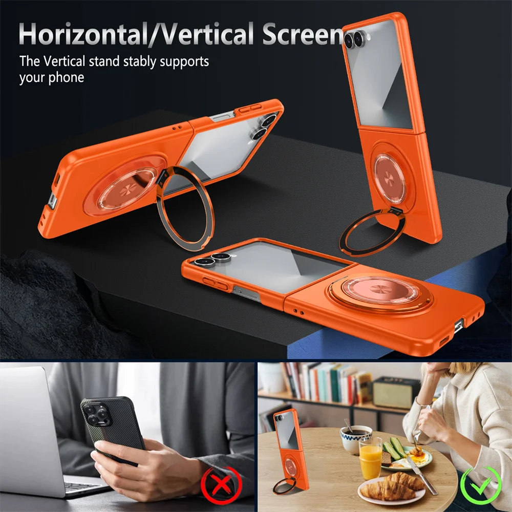 Solid Color Rotating Bracket Magnetic Phone Case with Protective Back Cover