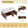 48 Inch Floating Bathroom Vanity with Sink, 48'' Single Sink Wall Mounted Bathroom Vanity, with 2 Doors and White Resin Basin 4