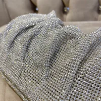 Shiny Silver Rhinestone Clutch Bags Women 2023 Luxury Designer Trending Boutique Folds Crystal Purses and Handbags Wedding Party - Image 3