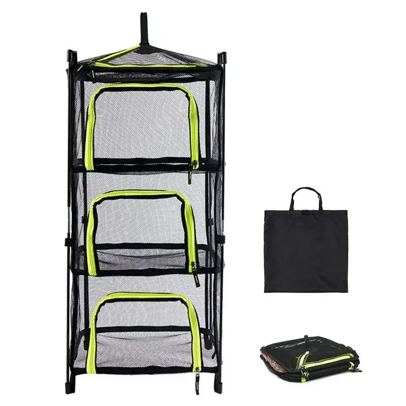 4 Layer Foldable Net Drying Outdoor Camping Clothes Food Drying Net Saving Rack Space Bracket 4-corner Storage Hanging Mesh Net 3