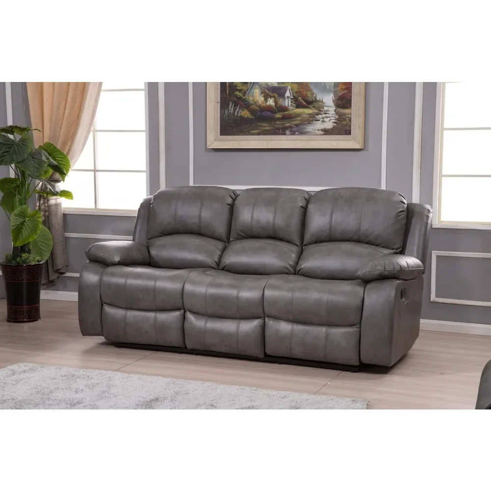 Betsy Furniture 2-Piece Faux Leather Reclining Sofa and Loveseat Set for Living Room in Gray