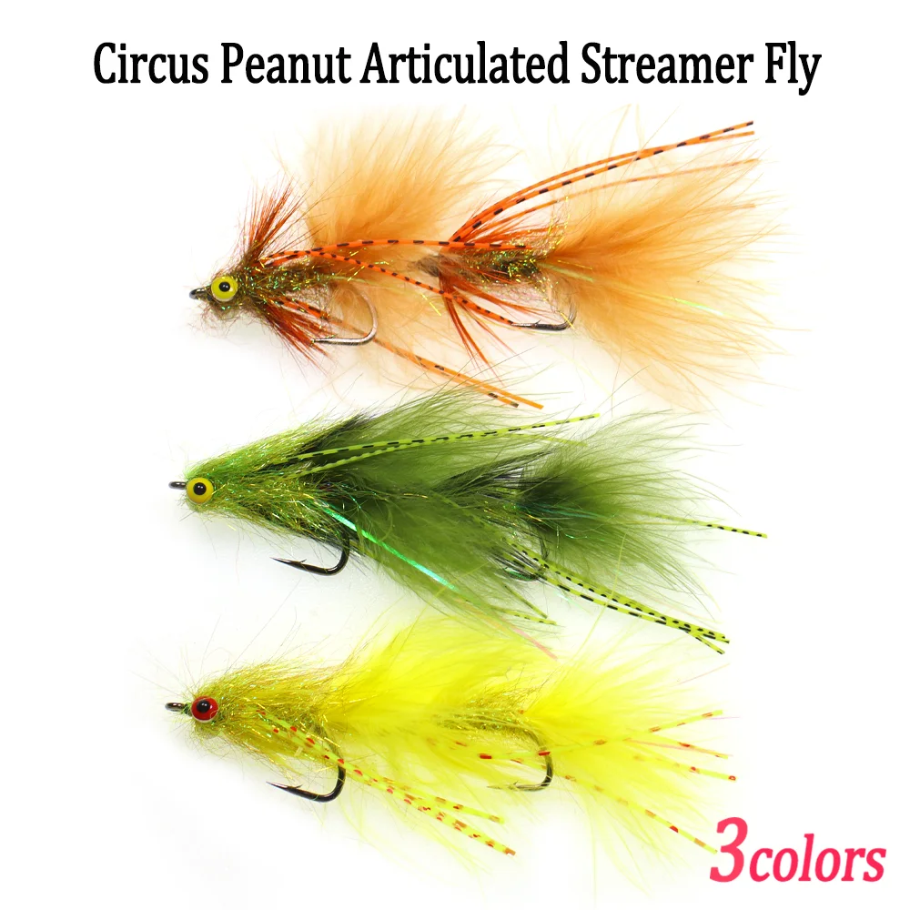 Vampfly Circus Peanut Articulated Streamer Flies With Stinger Hook Trout  Bass Pike Minnows Fishing Lure Bait Saltwater Fishing - AliExpress