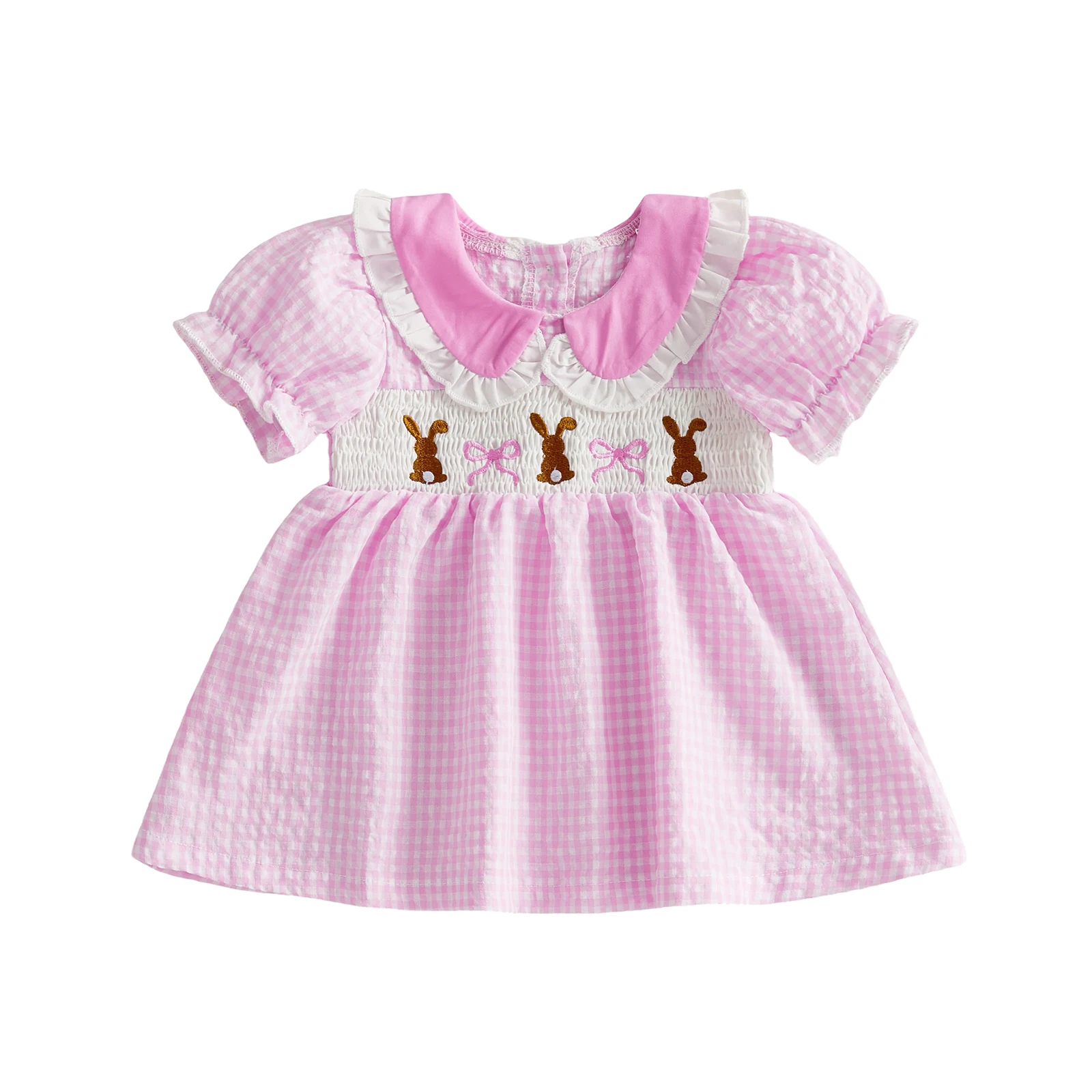 Infant Baby Boy Easter Outfit Suspender Shorts Set with Bow Tie and Bunny Embroidered Shirt Peter Pan Collar Easter Suit