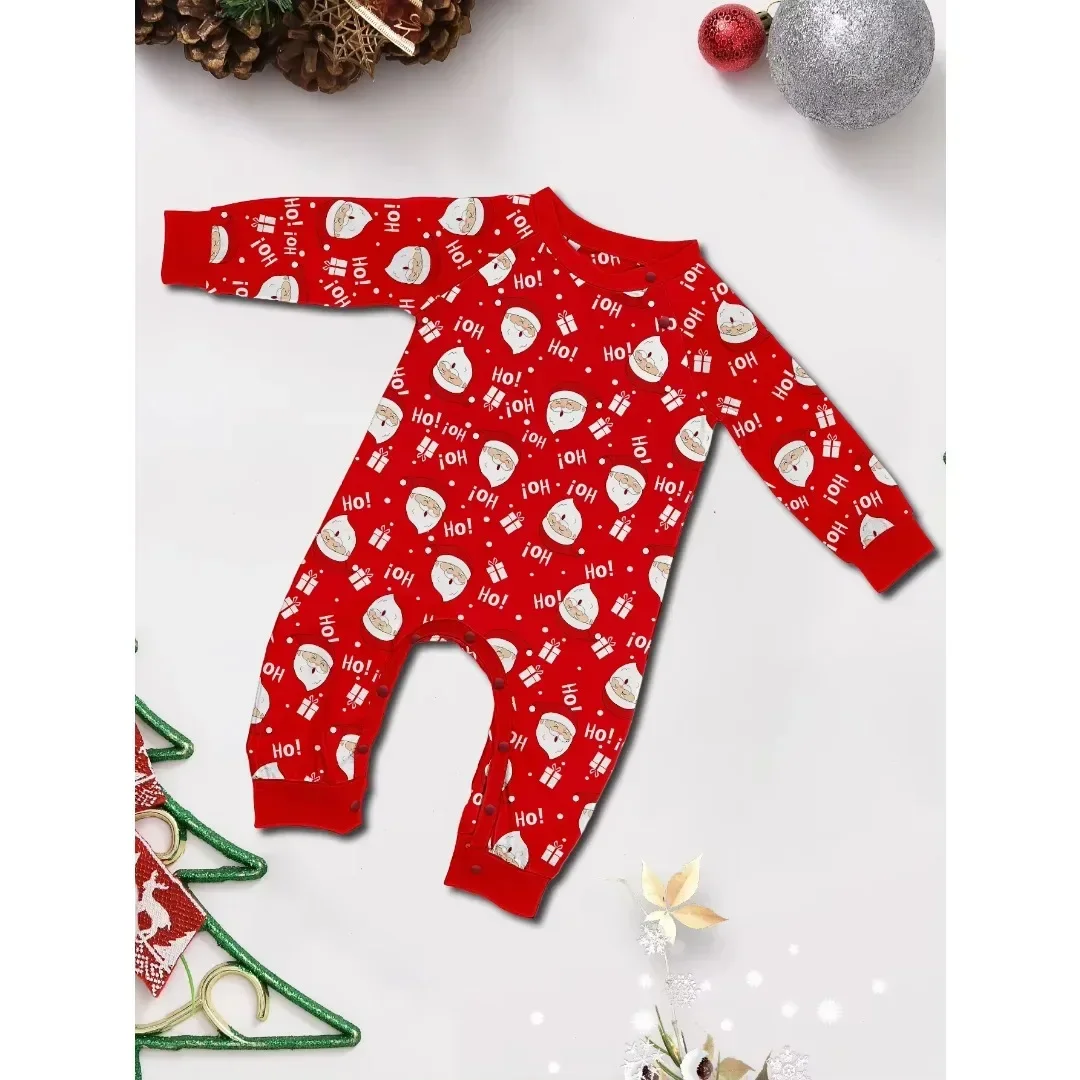 Christmas Pyjamas Cute Santa Claus Print Parent-child Matching Clothing Set Baby Dog Romper O-neck 2 Pieces Homewear Family Look 5
