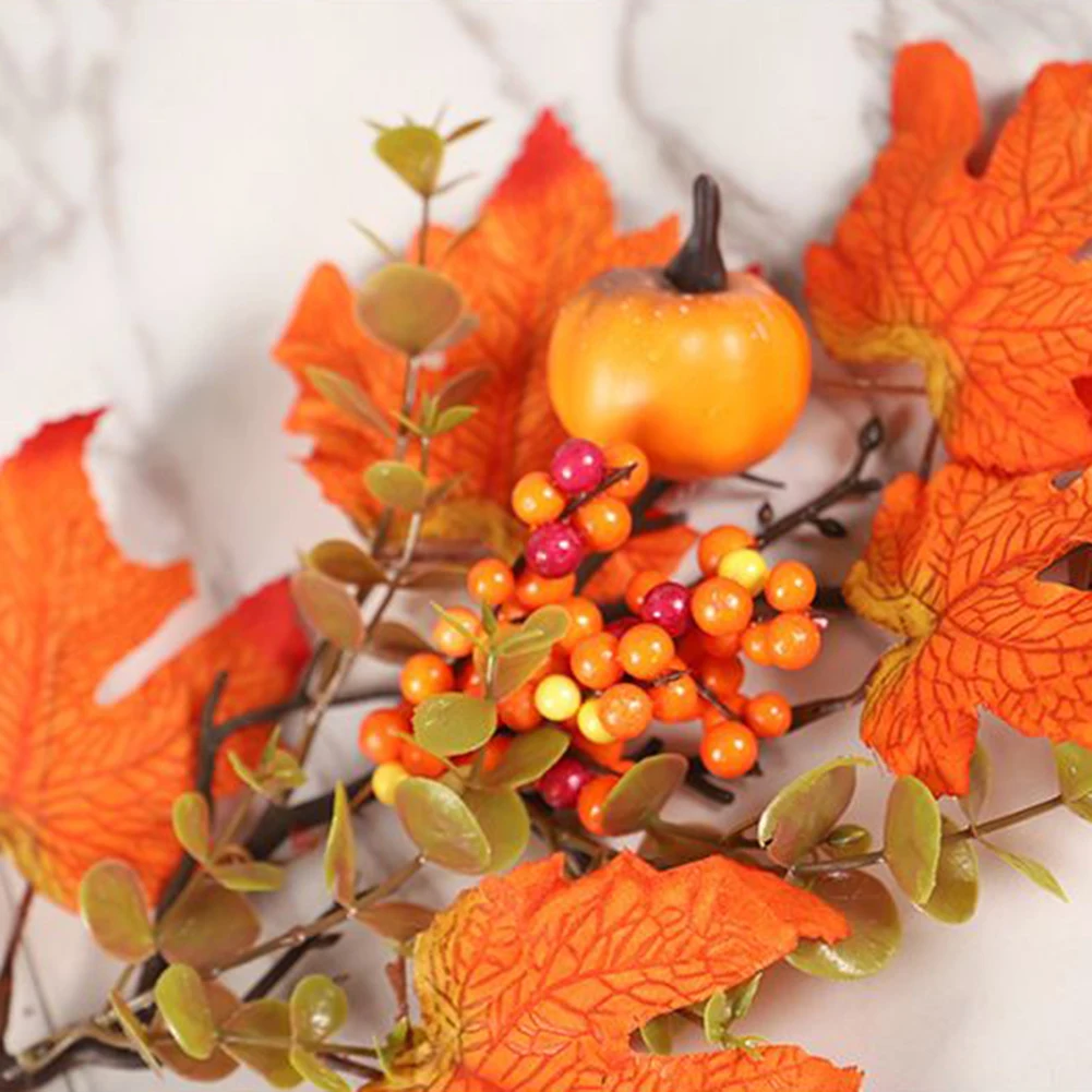 Kürbis-Herbststiele für Vasen, künstliche Ahornblätter, Zweige, künstliche Beerenpicks, Ahornblätter, Zweige, Halloween-Dekoration – Detail 12