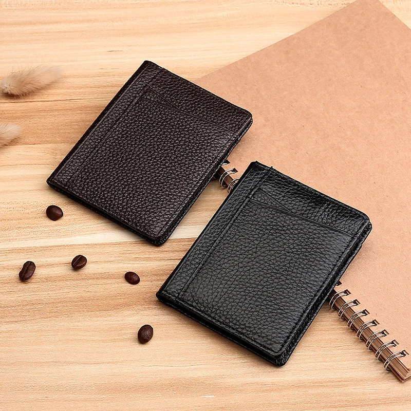 

100% Genuine Leather Small Wallets for Men Soft Super Slim Wallets RFID Credit Card Holders Men Thin Card Purse ID Leather Case