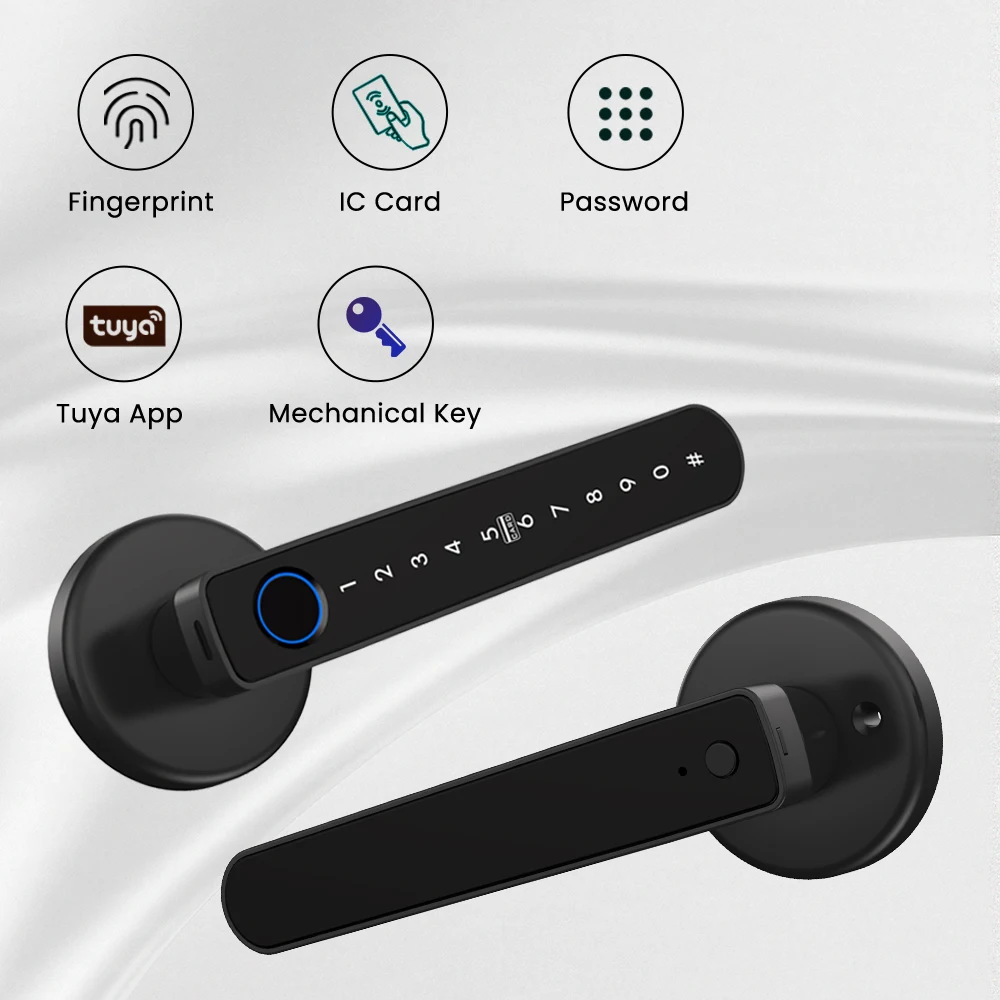 Bluetooth Smart Handle Lock,Tuya Fingerprint Door Lock Home Security Lock.