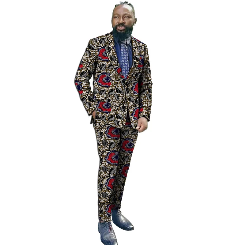 

New Arrivals African Party Wears Customized Casual Men‘s Pant Suits Blazers Patch Trousers Ankara Fashion Male Wedding Garments