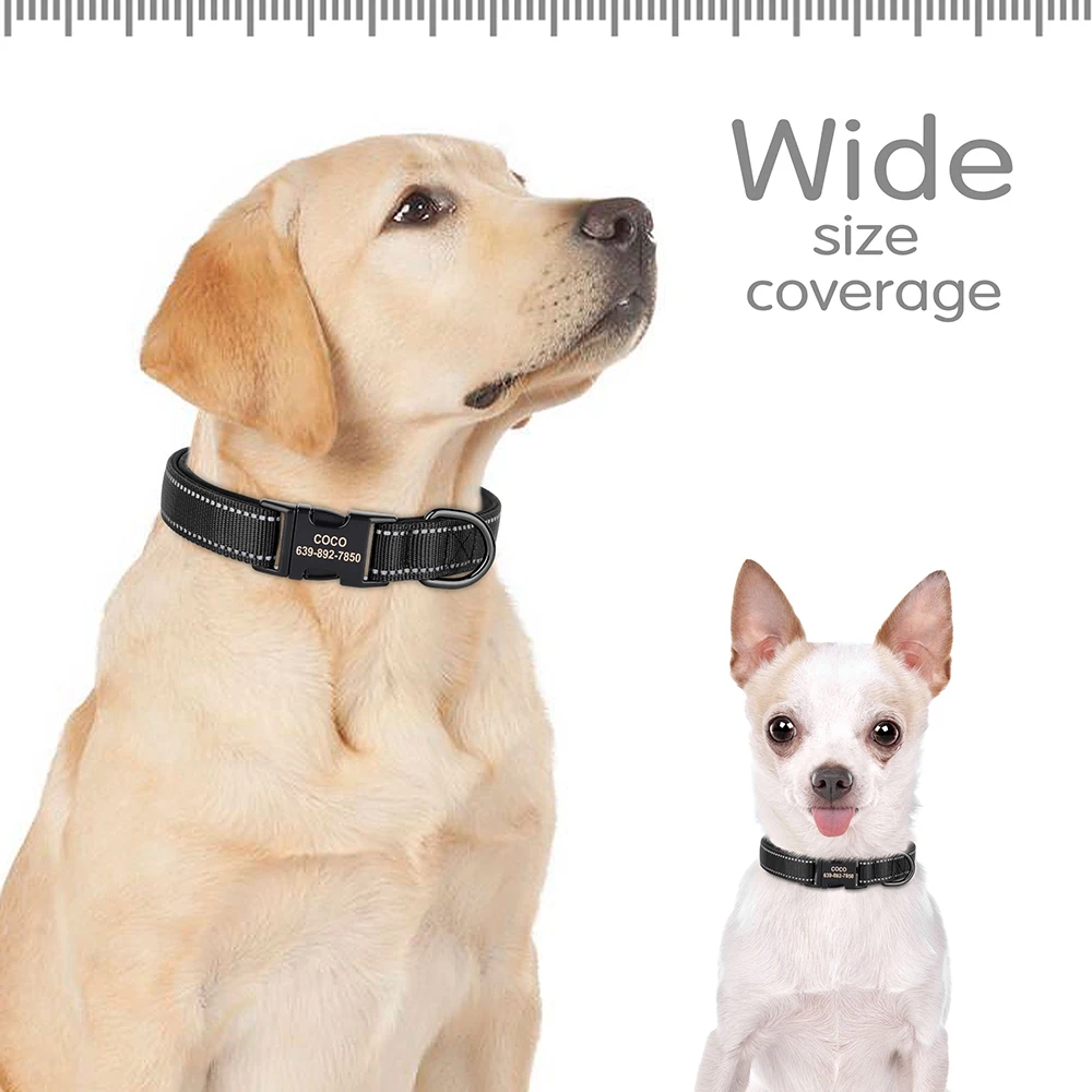 Personalized Nylon Dog Collar Reflective Collars For Small Medium Large Dogs Labrador With Free Engraved Nameplate dog collar,pet collar