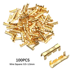100Pcs Brass Docking Connector U-type Line Pressing Button Quick Connect 0.5 to 1.5 Square Terminal Wiring