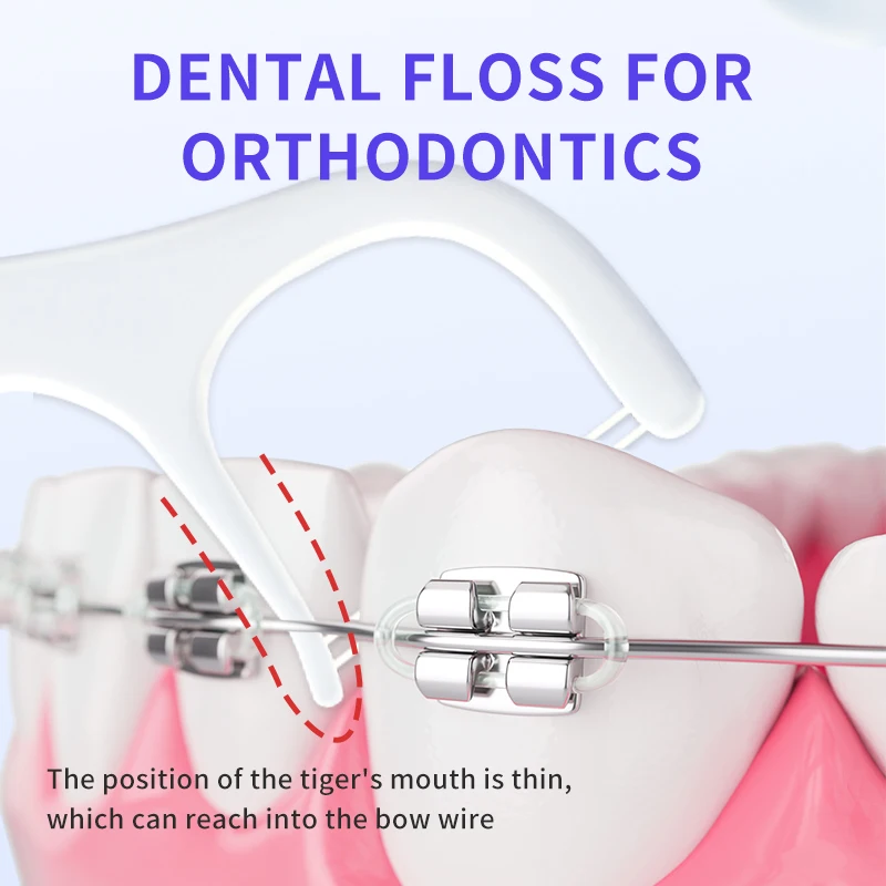 Orthodontic Dental Floss Sticks For Braces Plastic Toothpicks With Threads Double Line Oral Brackets Interdental Flosser Picks dental floss stick,dental floss sticks