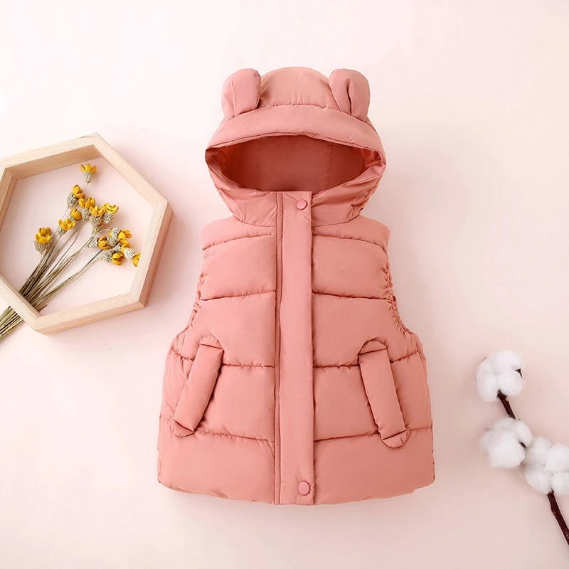 1-7Y Toddler Kids Hooded Waistcoats Cotton Padded Warm Vests