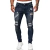 Fashion Street Style Ripped Skinny Jeans Men Vintage wash Solid Denim Trouser Mens Casual Slim fit pencil denim Pants hot sale 4