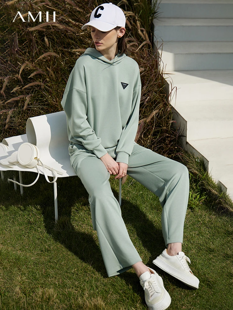AMII Minimalism Sweatshirt 2023 Spring New Hoodie Chic Shorts Pants for Women Pantalone Tracksuit Separately Sale 72311001 2