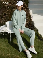 AMII Minimalism Sweatshirt 2023 Spring New Hoodie Chic Shorts Pants for Women Pantalone Tracksuit Separately Sale 72311001 2