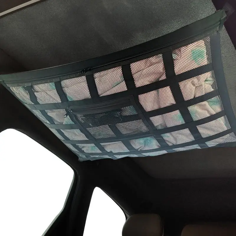 Tasca A Rete Da Soffitto Per Auto 80x53 Cm – Doppio Strato, Organizer Da Campeggio E Viaggio