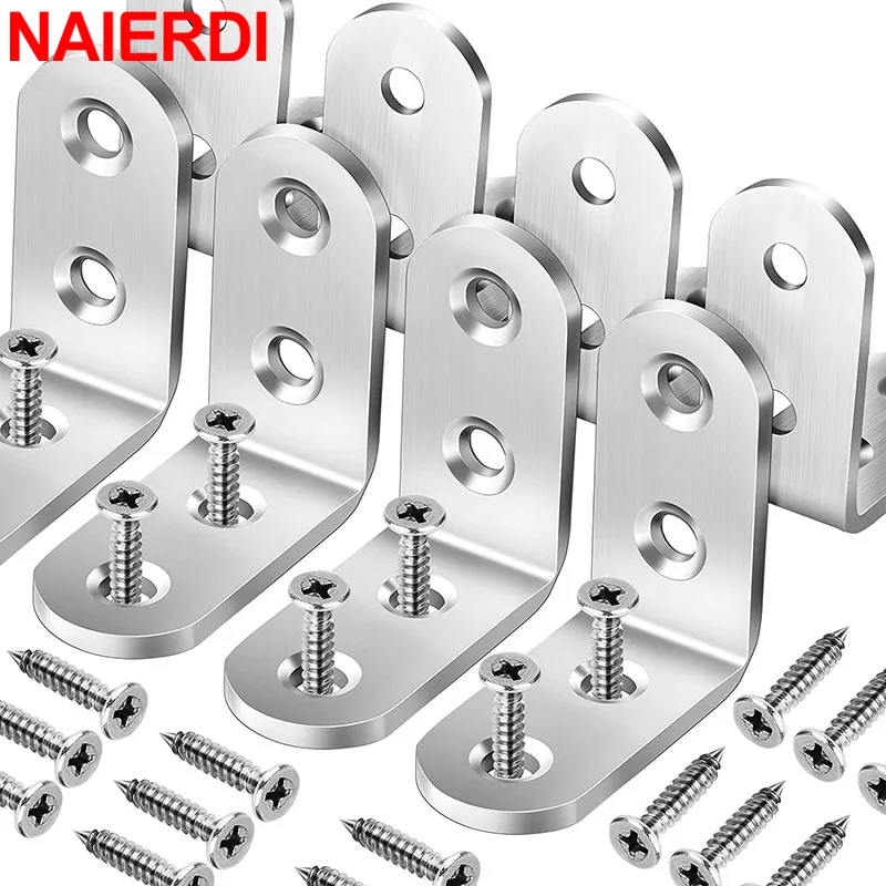 NAIERDI 10PCS 90 Degree Angle Corner Brackets Stainless Steel Corner
