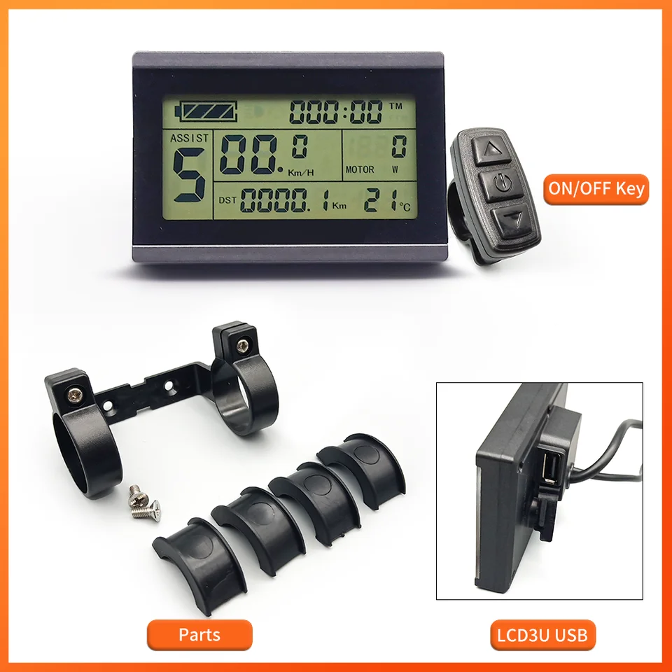 Accesorio Eléctrico De Conversión De Bicicleta, Instrumento LCD KT LCD7 Con Conector USB Resistente Al Agua