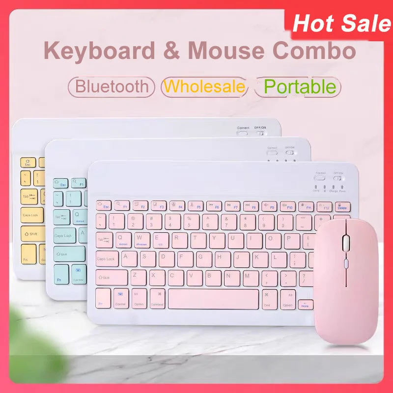 Tastiera E Mouse Bluetooth Combo Tastiera Ergonomica Sottile Wireless Per Iphone Ipad Xiaomi Android Ios Windows Samsung Tablet