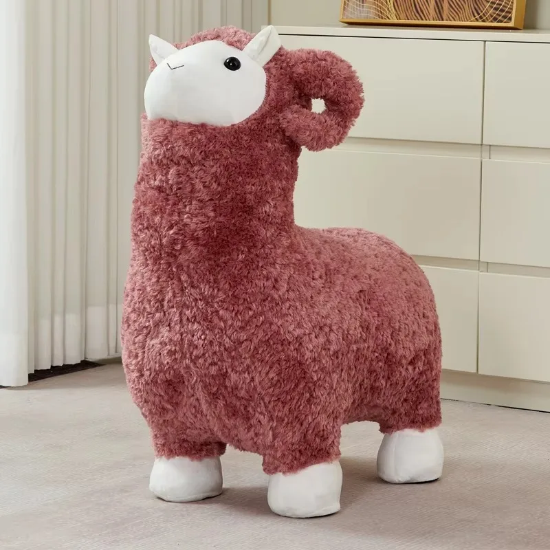 Sgabello a Forma di Pecora, Sedia per Bambini, Seduta Decorativa per Camera da Letto - immagine 2