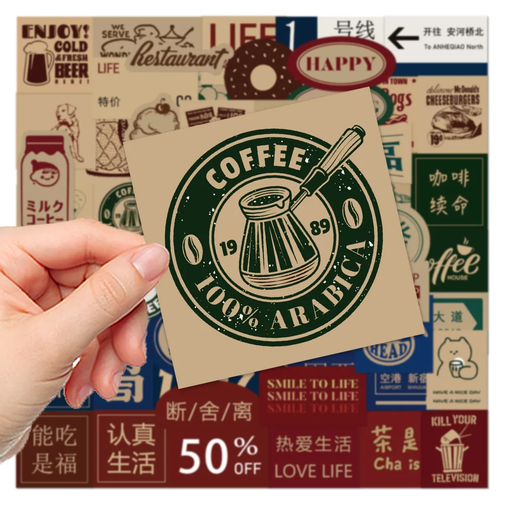 65Pcs 레트로 홍콩 스타일 낙서 스티커 컬렉션 장식 데칼 DIY 노트북 수하물 냉장고 자동차 스티커 장난감 선물