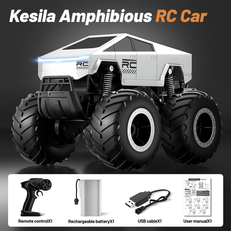 2.4G RC Trucks Amphibious Remote Control Car Waterproof Vehicle with 7.4V 900Mha Battery Monster Truck Toys Car Gift for Boy Kid 4