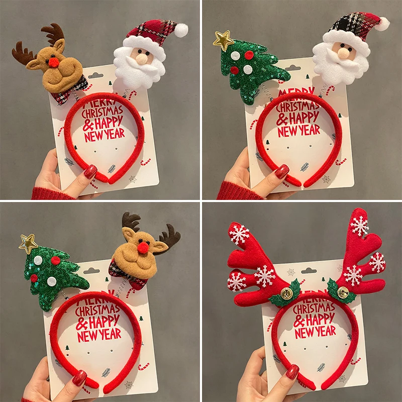 New Christmas Sen Deer Horn Hair Band Female Santa Claus Hair Band Headwear Holiday Dress Headband Headwear