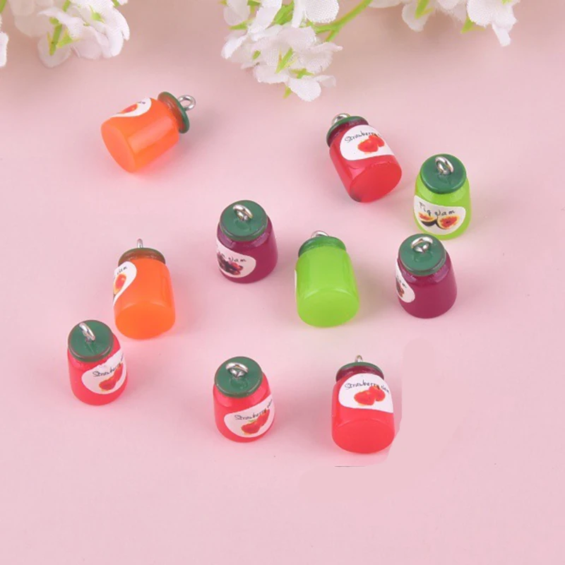 

10pcs New Fruit jam 3D Resin Charms Pendant for DIY Earring Keychain Bag Bracelet Jewelry Making