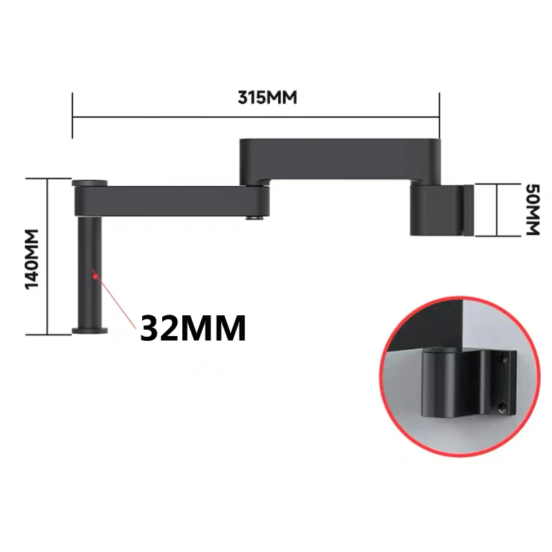 

Industrial Lab Wall Bracket Type Desktop Video Stereo Microscope Stand Holder Bracket Support For 76mm 50mm Focussing