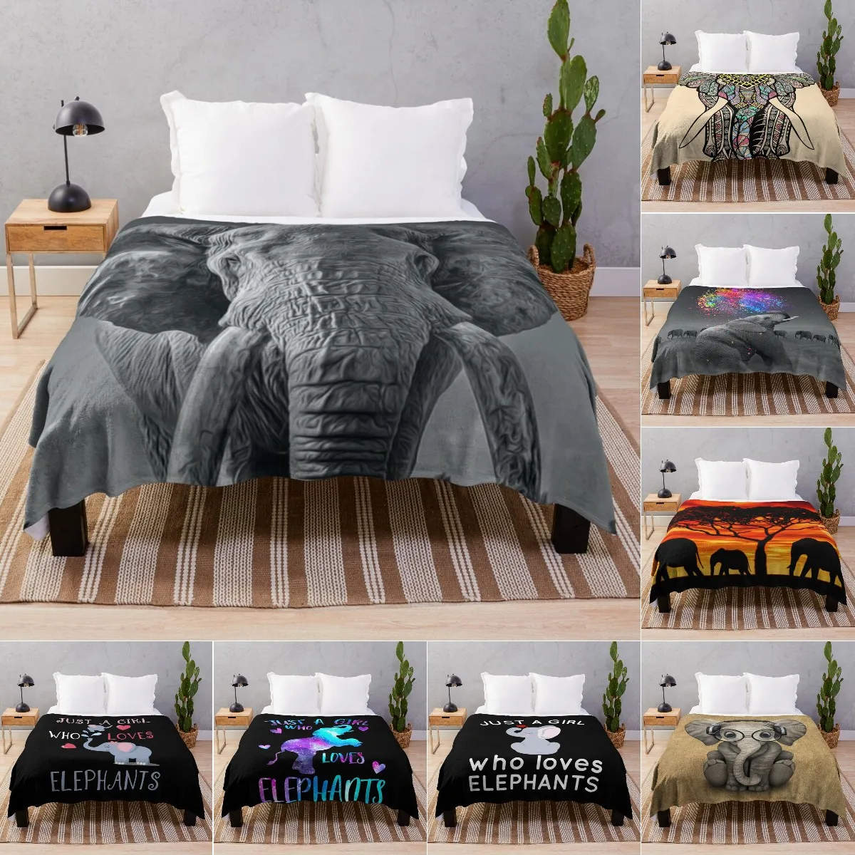 

Elephant Blanket African Elephant Lover Blankets Throw Soft Fleece Blanket Vintage Elephant Gifts for Kids Adults Women Men