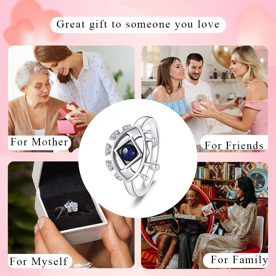 Summer 2024 New 925 Silver Rainbow Stone Cherry Blossom Ring Fashion Jewelry Anniversary Gift For Women 6