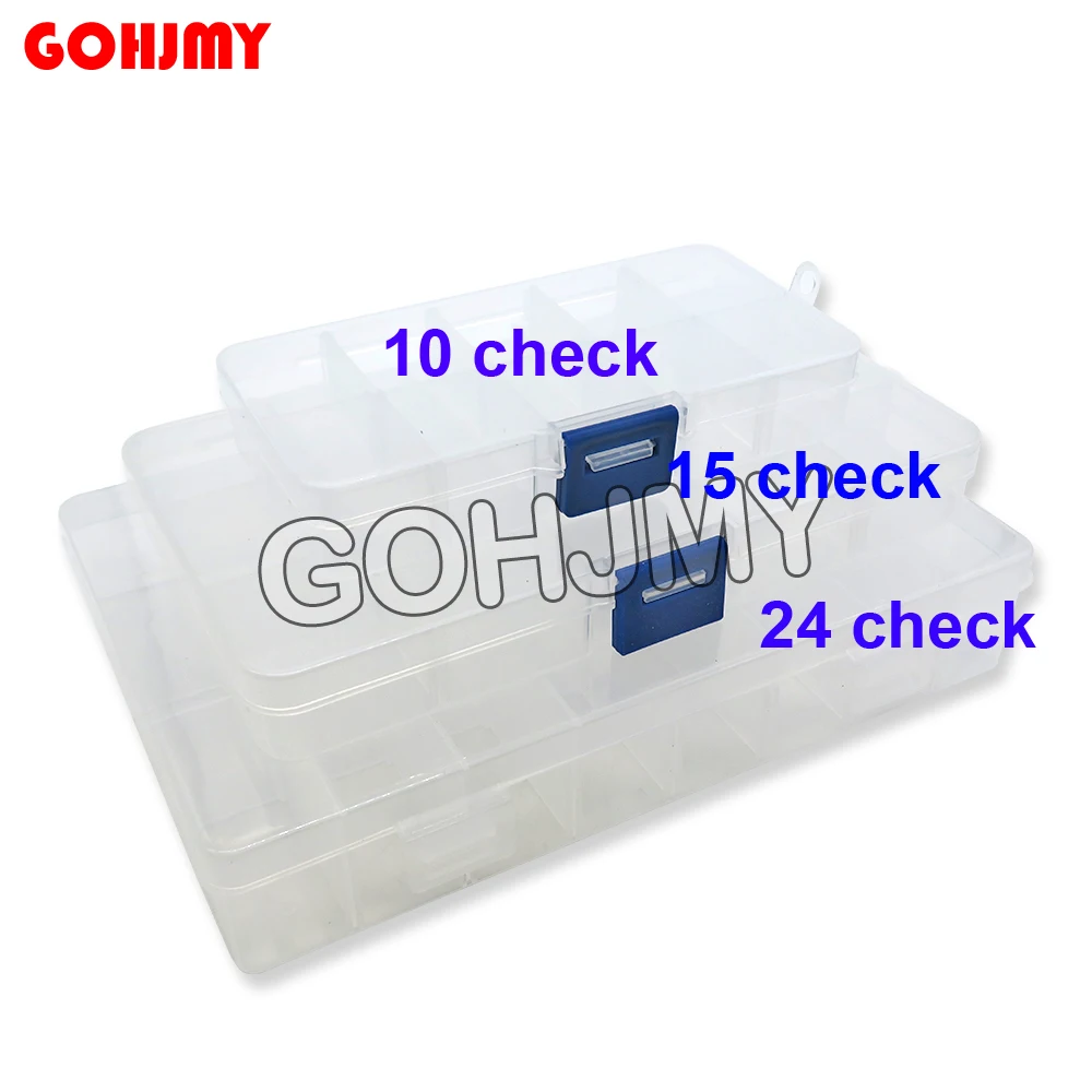 

10 15 24 Grids Tools Packaging Box Portable Practical Electronic Components Storage box / Part box / Tool box Transparent box